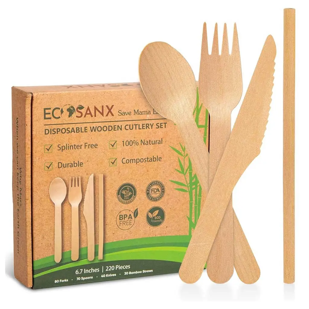 220 PCs Wooden Cutlery set
