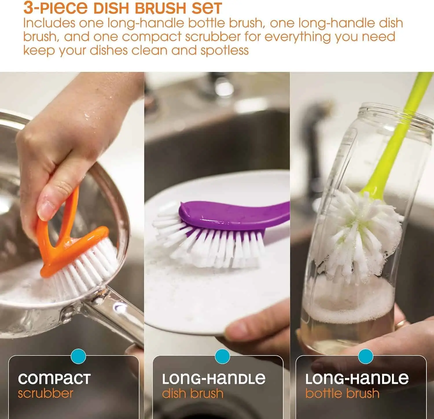Casabella Basics Set of 3 Brushes