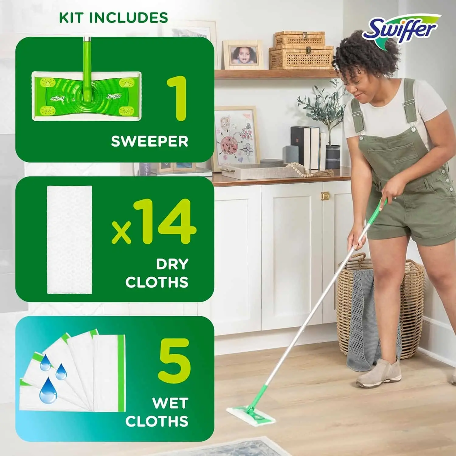 Swiffer Sweeper Dry and Wet Floor Mopping and Cleaning Starter Kit