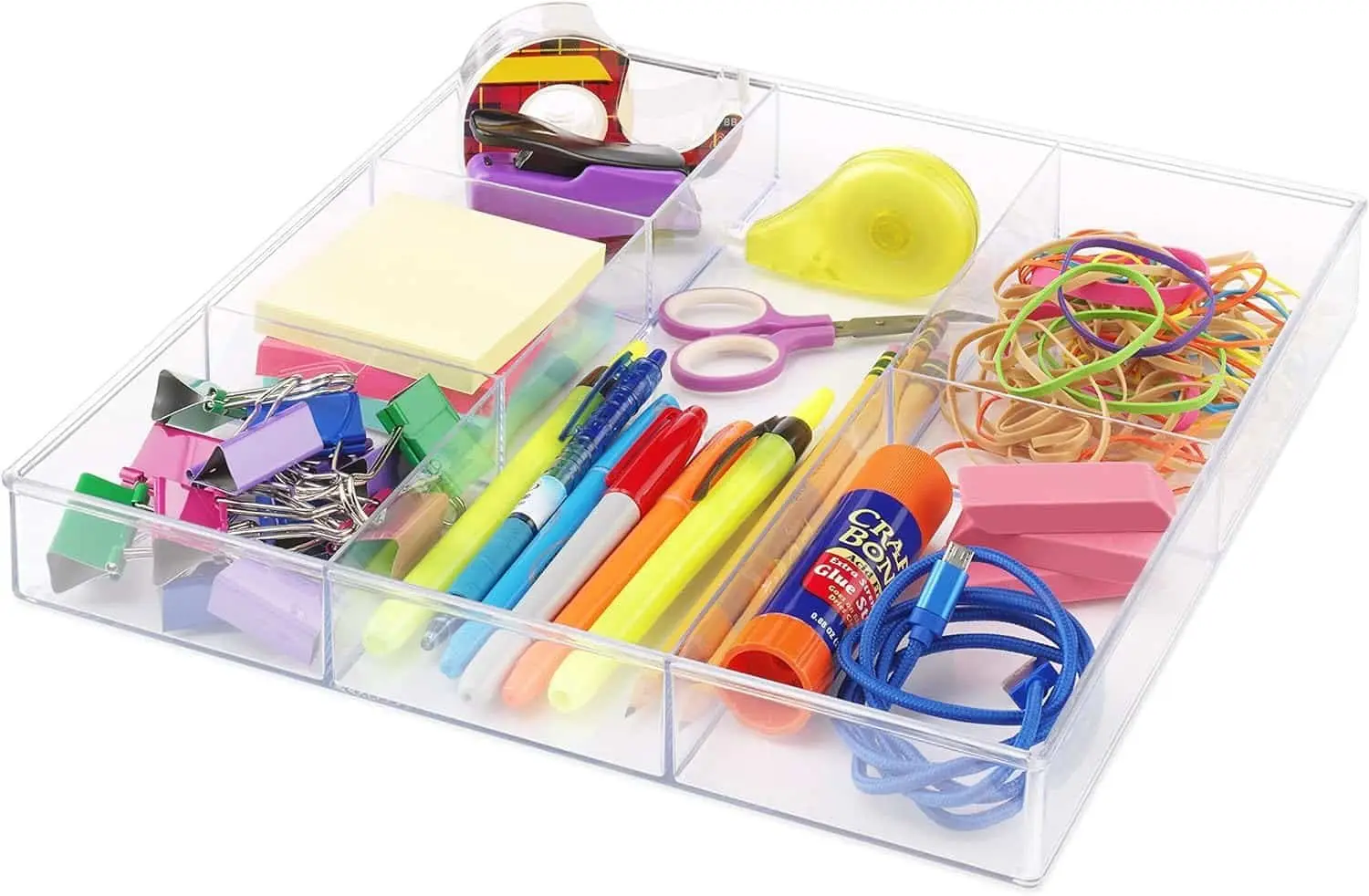 Whitmor 6 Section Drawer Organizer Clear