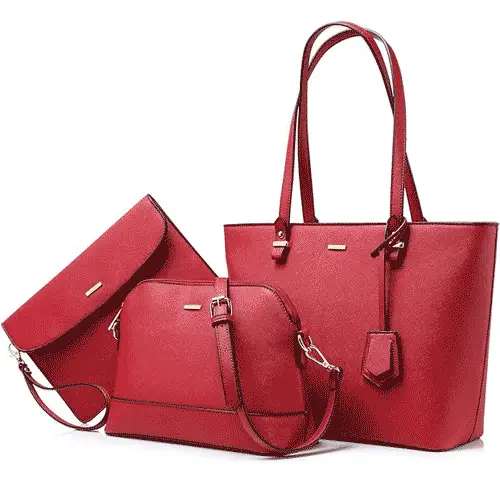 Handbags-for-Women-Shoulder-Bags-Tote-Satchel-Hobo-3pcs-Purse-Set-Poppy-Red