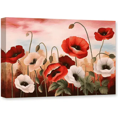 Red-Floral-Canvas-Wall-Art-Poppy-Flower-Painting