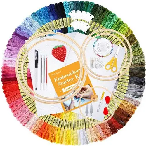 Embroidery-Starter-Kit-with-Hoop-and-Thread