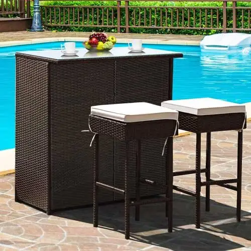 Tangkula-3-Piece-Wicker-Bar-Set