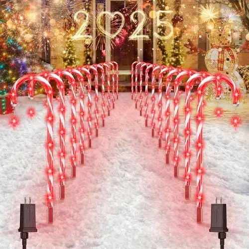 SUPER-BRIGHT-160-RED-LED-Christmas-Candy-Cane-Lights