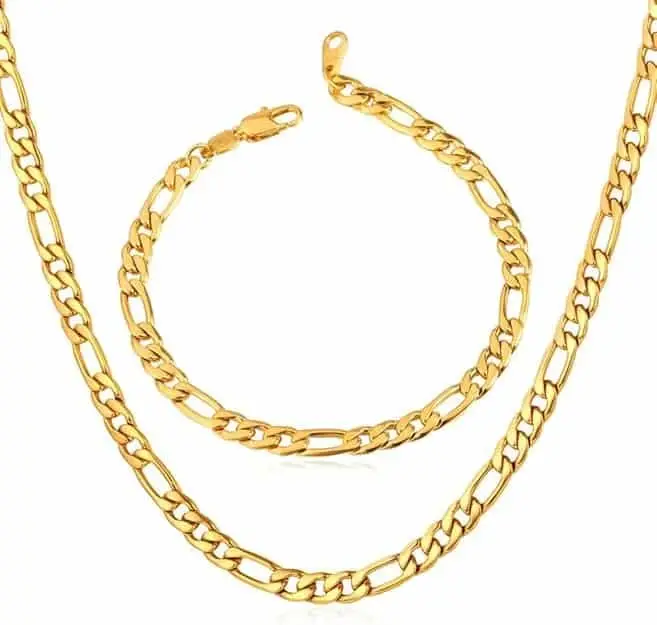 U7 Gold Plated Figaro Chain