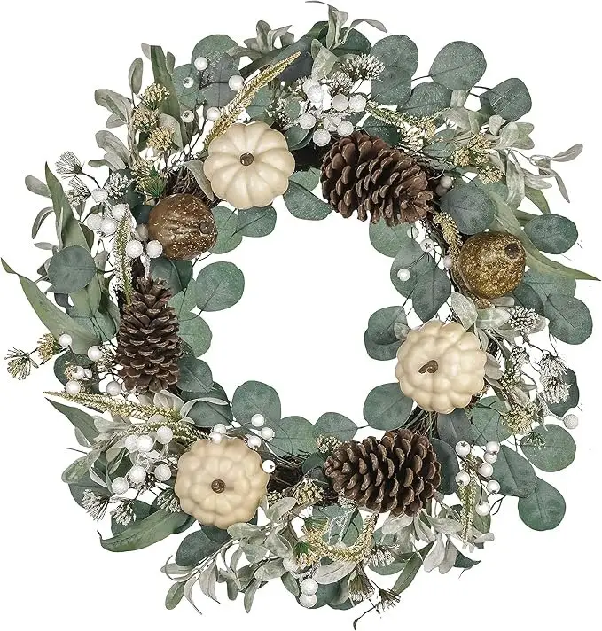 Valery Madelyn 24-Inch Fall Wreath with Pumpkins & Berries