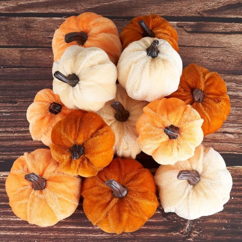 12pcs-Artificial-Fake-Faux-Velvet-Foam-Fabric-Pumpkins
