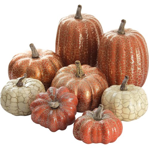 8-PCS-Halloween-Pumpkin,-Metal-Cracked-Foam-Pumpkins