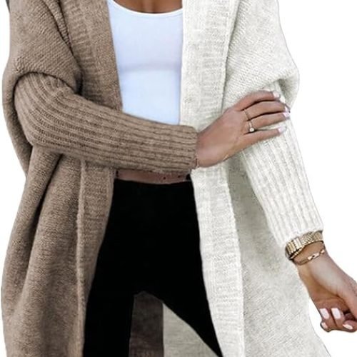 Astylish Open Front Knit Cardigan Sweaters Block