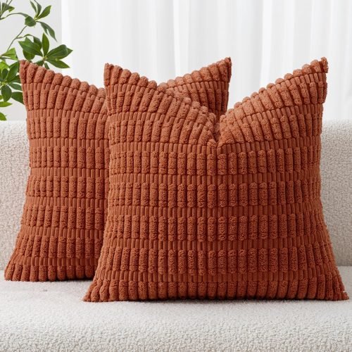 MIULEE Fall Pack of 2 Corduroy Decorative Throw Pillow Covers